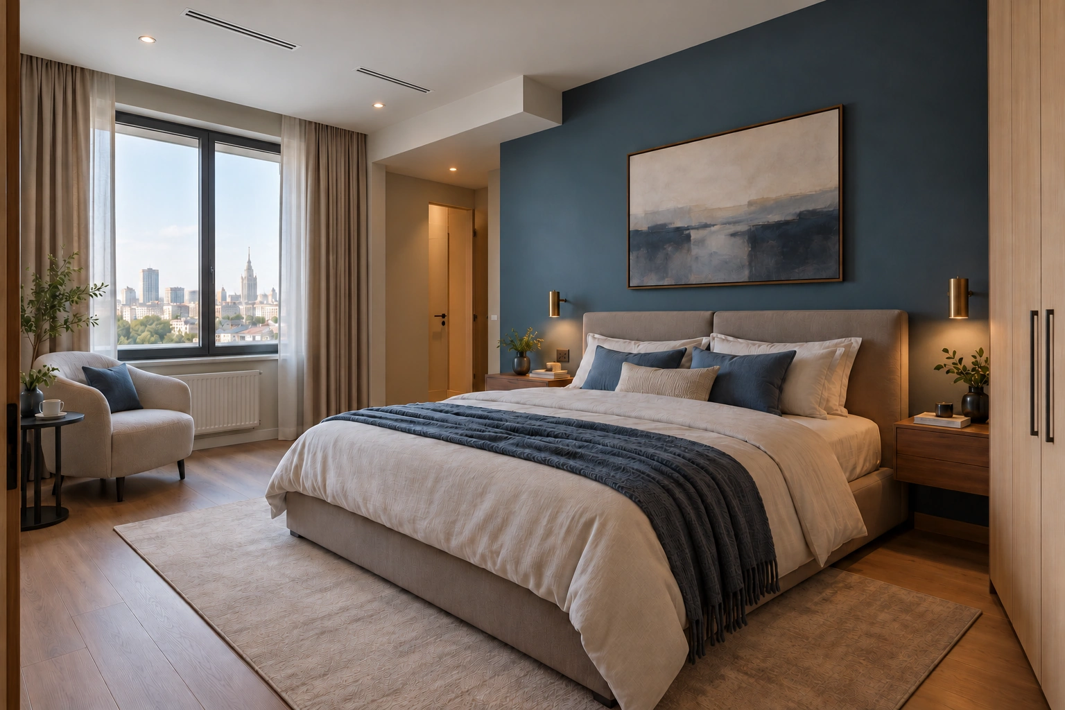 Квартира 80 м² — рендер интерьера