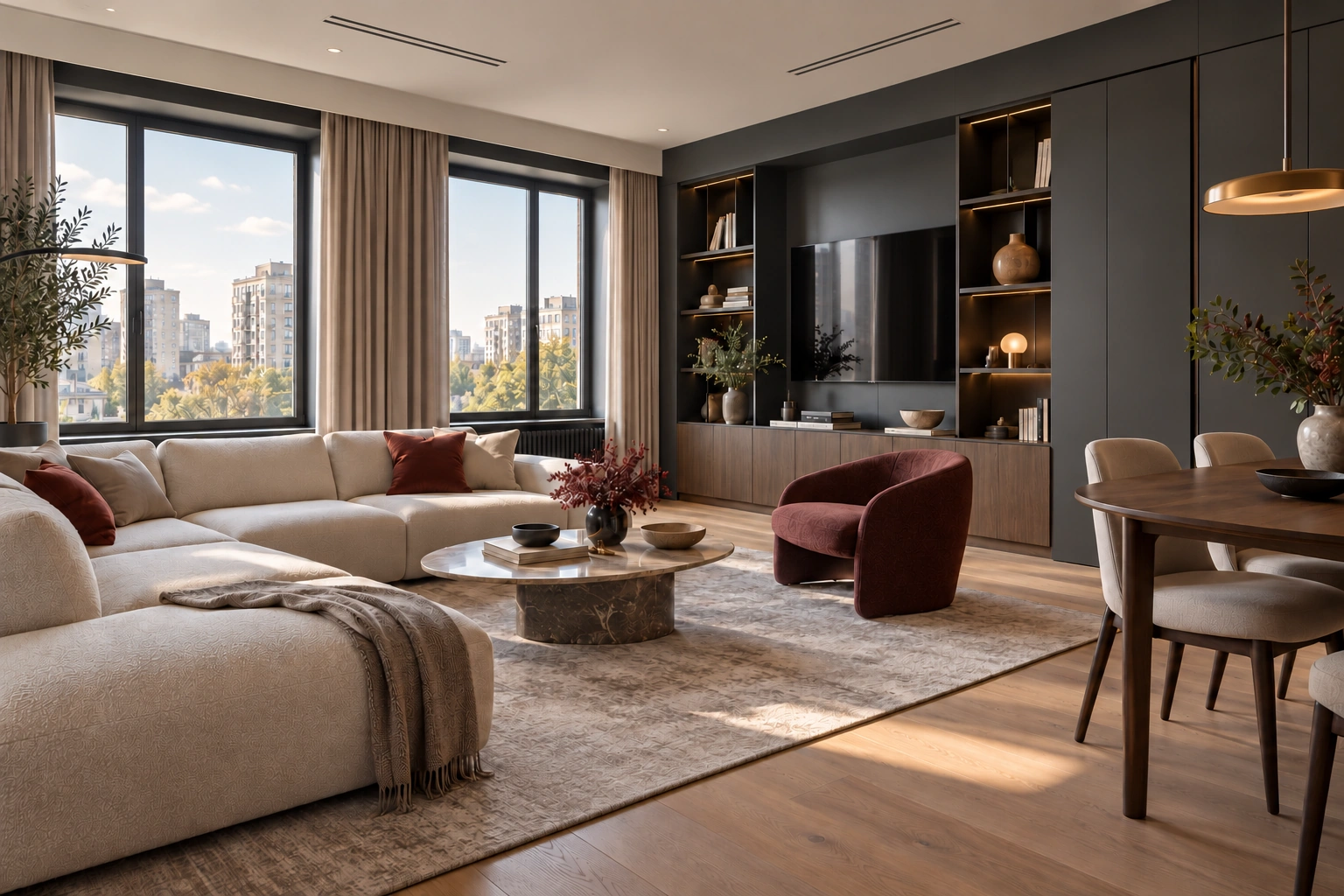 Квартира 110 м² — рендер интерьера